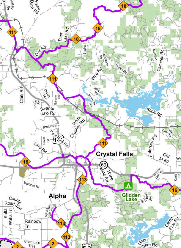 Snowmobile trail map screenshot clip